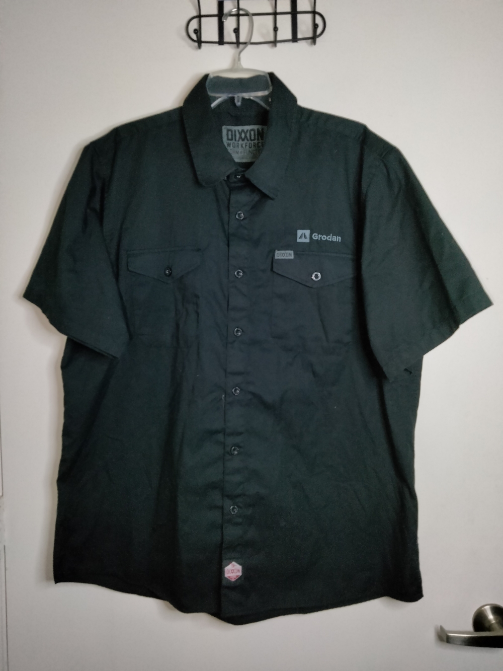 DIXXON (Sz 2XL) Men's Black Cotton Blend SS Chest Pocket Button-Down Work Shirt